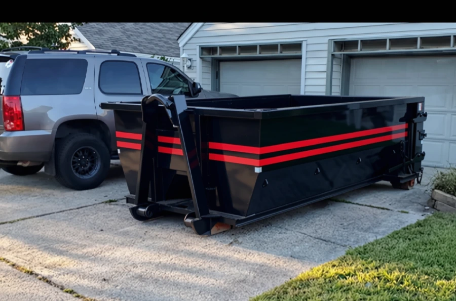 Roll-off dumpster placed in a client driveway in Owensboro, KY